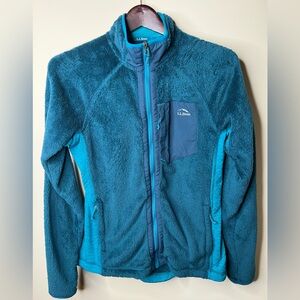 Women’s LL Bean Blue Fuzzy Full Zip Adventure Hybrid Fleece Jacket. Size M. Hike